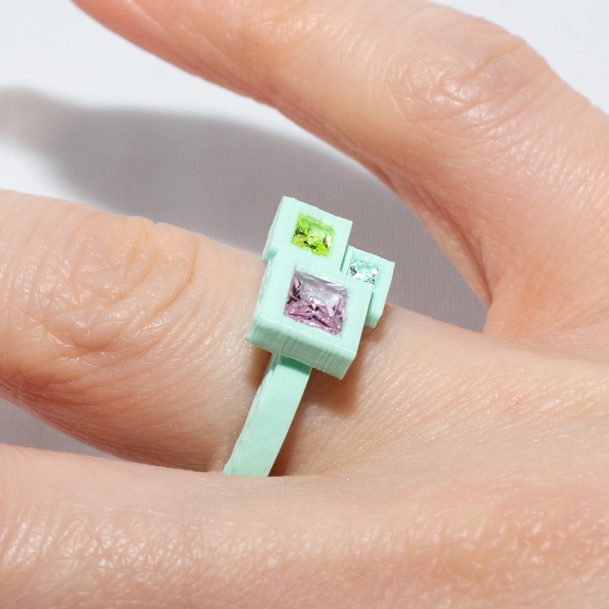 Gigabyte Ring 3D Printed in PLA & Cubic Zirconia
